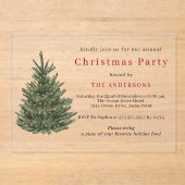 Elegant Christmas tree gold Christmas party アクリル招待状 (正面)