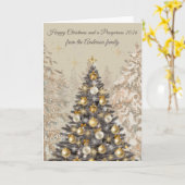 Elegant Christmas Tree Greeting Card – Family  カード (黄色い花)