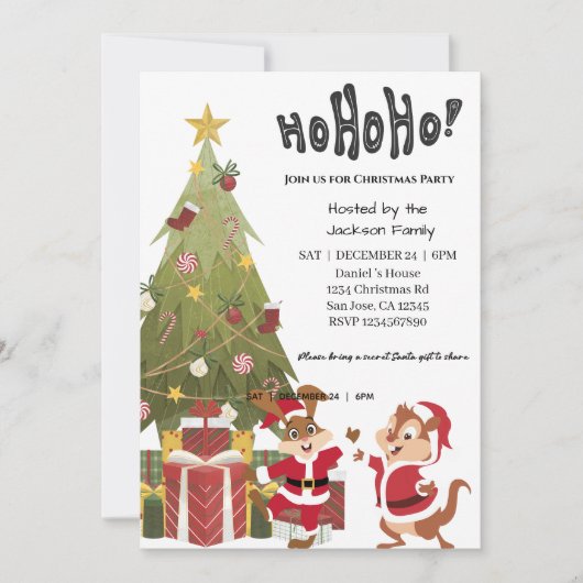 Elegant Christmas Tree Holiday Party 招待状 (正面)