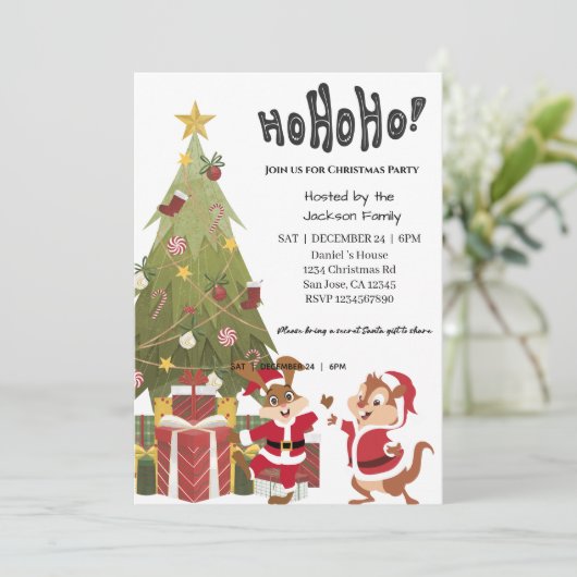Elegant Christmas Tree Holiday Party 招待状 (スタンド正面)