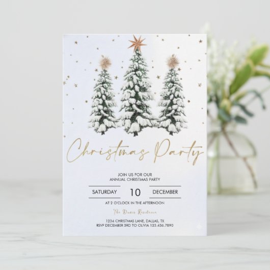 Elegant Christmas Tree Holiday Party Invitation 招待状 (スタンド正面)