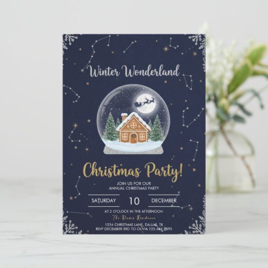 Elegant Christmas Tree Holiday Party Invitation 招待状 (スタンド正面)