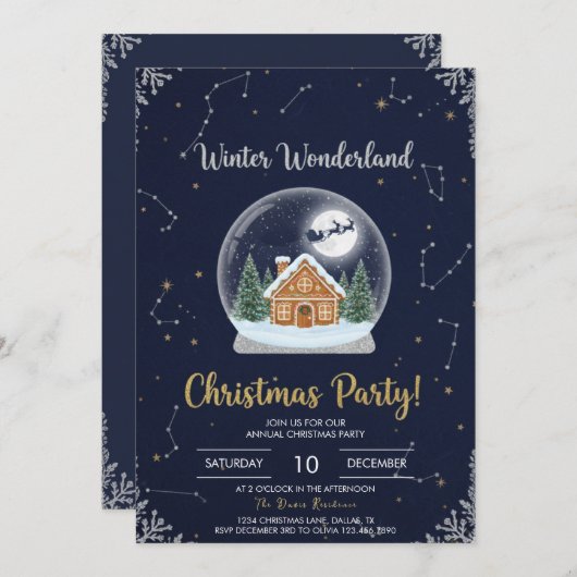 Elegant Christmas Tree Holiday Party Invitation 招待状 (正面/裏面)