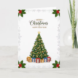 Elegant Christmas Tree & Holiday Wishes Card カード