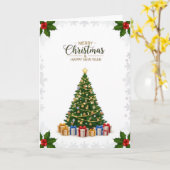Elegant Christmas Tree & Holiday Wishes Card カード (黄色い花)