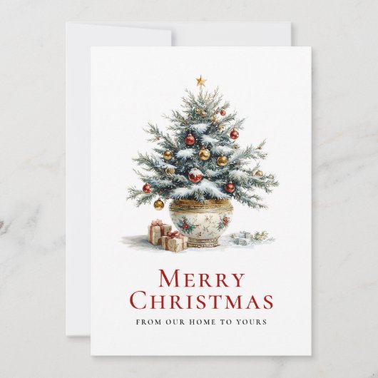 Elegant Christmas Tree in Porcelain Pot シーズンカード (正面)