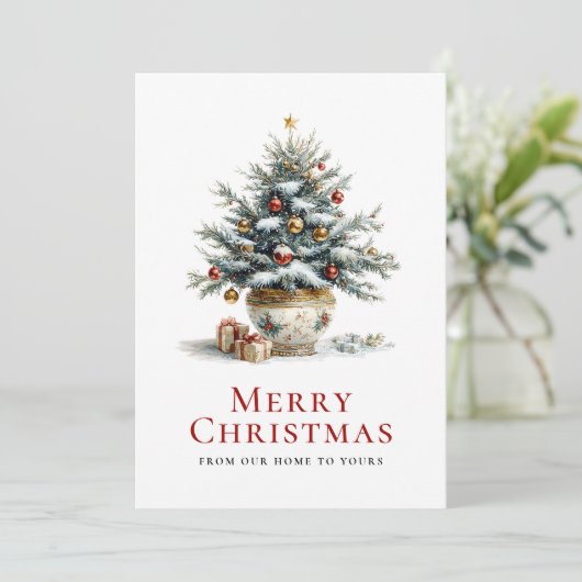 Elegant Christmas Tree in Porcelain Pot シーズンカード (スタンド正面)
