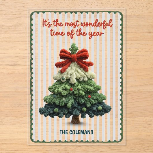 Elegant Christmas tree non photo green blue アクリル招待状 (正面)