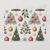 Elegant Christmas Tree & Ornament Pattern – Festiv シーズンポストカード (正面)