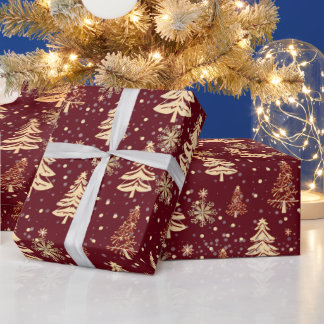 Elegant Christmas Tree Red Holiday ラッピングペーパー
