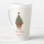 Elegant Christmas Tree – Red Ribbon  カフェラテマグ (左アングル)