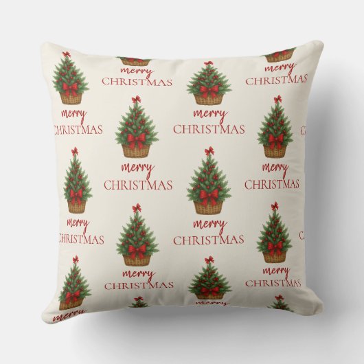 Elegant Christmas Tree – Red Ribbon  クッション (裏面)