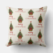 Elegant Christmas Tree – Red Ribbon  クッション (正面)