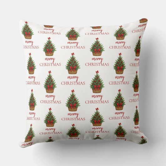 Elegant Christmas Tree – Red Ribbon  クッション (裏面)
