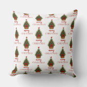 Elegant Christmas Tree – Red Ribbon  クッション (正面)