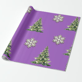 Elegant Christmas Tree & Snowflake Wrapping Paper ラッピングペーパー