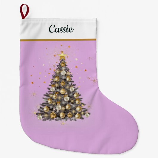 Elegant Christmas Tree Stocking – Classic Design ラージクリスマスストッキング (正面)