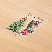 Elegant Christmas tree two photos personalized アクリル招待状 (レイダウン)