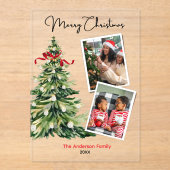 Elegant Christmas tree two photos personalized アクリル招待状 (正面)