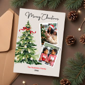 Elegant Christmas tree two photos personalized シーズンカード