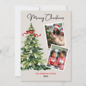 Elegant Christmas tree two photos personalized シーズンカード (正面)