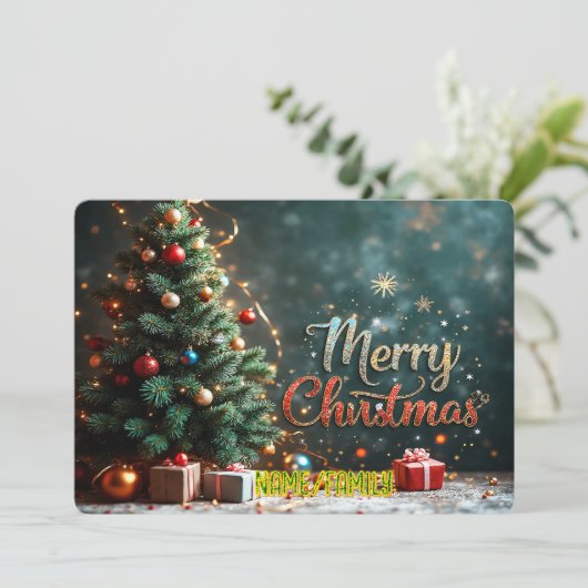 Elegant Christmas Tree with Gifts シーズンカード (スタンド正面)