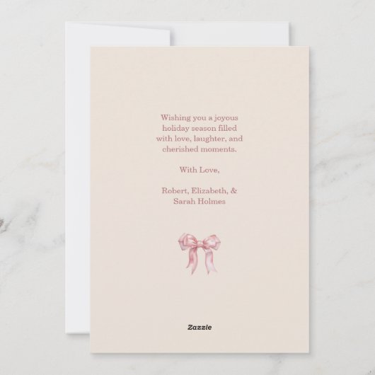 Elegant Christmas Tree with Pink Bows  シーズンカード (裏面)