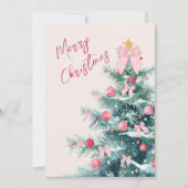 Elegant Christmas Tree with Pink Bows Holiday Card シーズンカード (正面)