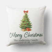 Elegant Christmas Tree with Red Bow & Presents - クッション (裏面)