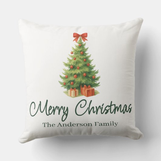 Elegant Christmas Tree with Red Bow & Presents -  クッション (裏面)