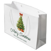 Elegant Christmas Tree with Red Bow & Presents -  ラージペーパーバッグ (裏面アングル)