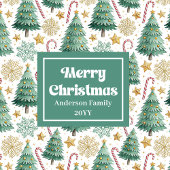 Elegant Christmas trees gift bag red green gold ミディアムペーパーバッグ