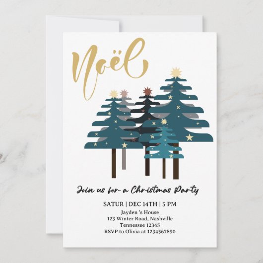 Elegant Christmas Trees Holiday Party 招待状 (正面)