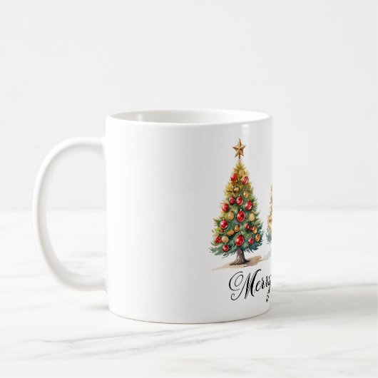 Elegant Christmas Trees – Holiday Season コーヒーマグカップ (左)