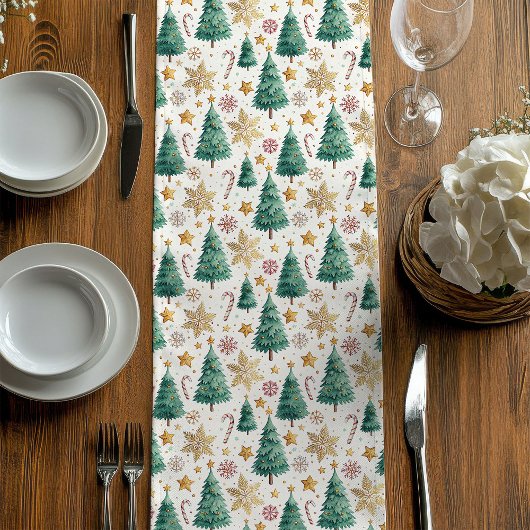 Elegant Christmas Trees Minimalist Dining Runner ミディアムテーブルランナー