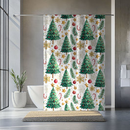 Elegant Christmas Trees Minimalist Shower Curtain シャワーカーテン