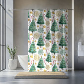 Elegant Christmas Trees Minimalist Shower Curtain シャワーカーテン