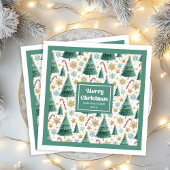 Elegant Christmas Trees Red Green Holiday Napkins