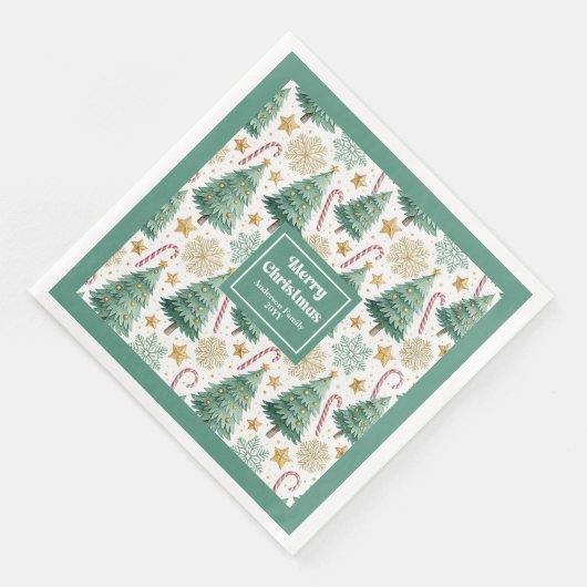 Elegant Christmas Trees Red Green Holiday Napkins (コーナー)
