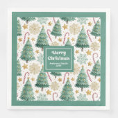 Elegant Christmas Trees Red Green Holiday Napkins (正面)