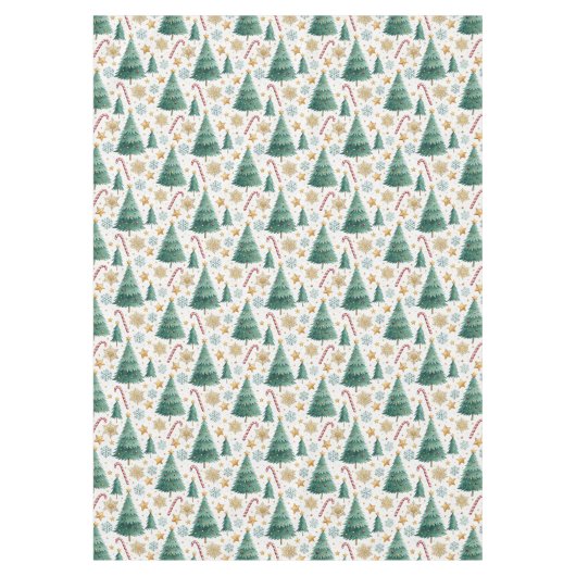 Elegant Christmas trees tablecloth candy cane art テーブルクロス (正面)