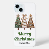 Elegant Christmas Trees Watercolor Leopard  Case-Mate iPhoneケース (裏面)