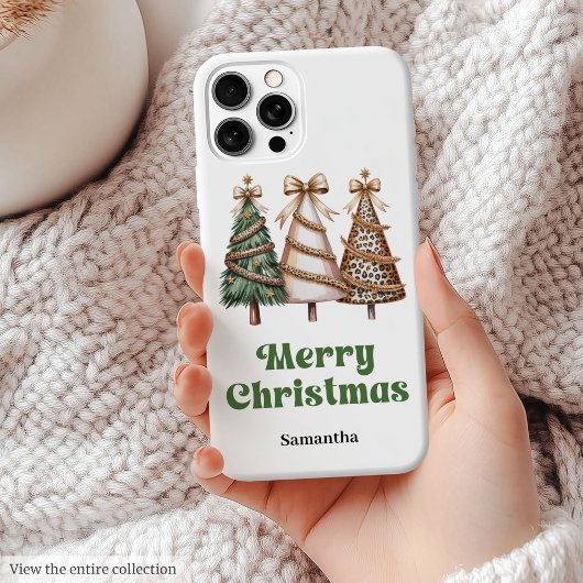 Elegant Christmas Trees Watercolor Leopard  Case-Mate iPhoneケース