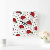 Elegant Christmas Wall Clock – Festive Winter Time スクエア壁時計 (ホーム)
