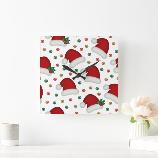 Elegant Christmas Wall Clock – Festive Winter Time スクエア壁時計 (ホーム)