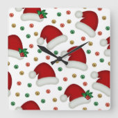 Elegant Christmas Wall Clock – Festive Winter Time スクエア壁時計 (正面)
