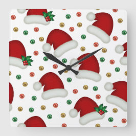 Elegant Christmas Wall Clock – Festive Winter Time スクエア壁時計