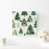 Elegant Christmas Wall Clock – Festive Winter Time スクエア壁時計 (ホーム)