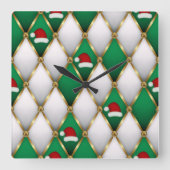 Elegant Christmas Wall Clock – Festive Winter Time スクエア壁時計 (正面)