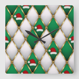 Elegant Christmas Wall Clock – Festive Winter Time スクエア壁時計